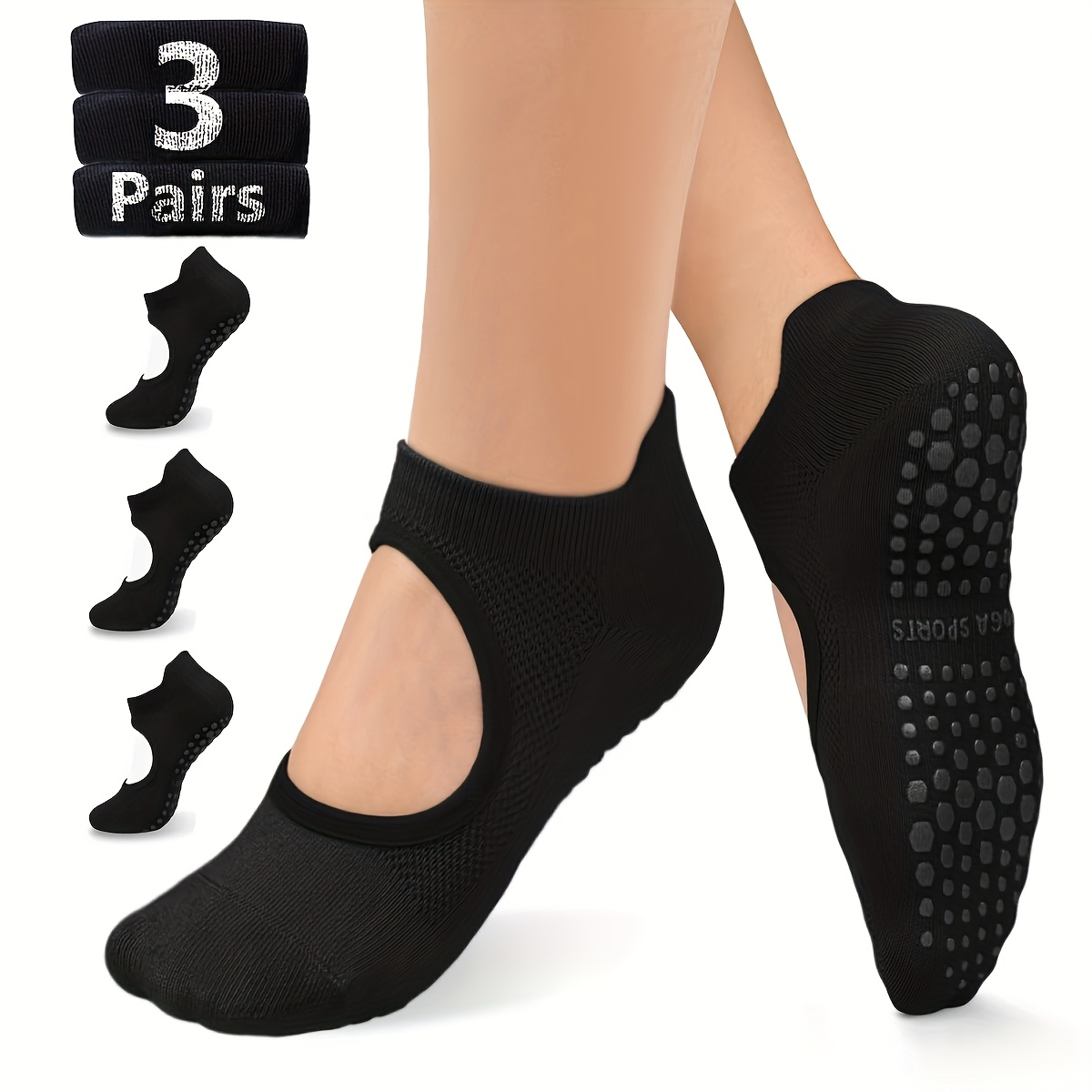Pilates Yoga Barre - Non Slip Grip Women Socks for